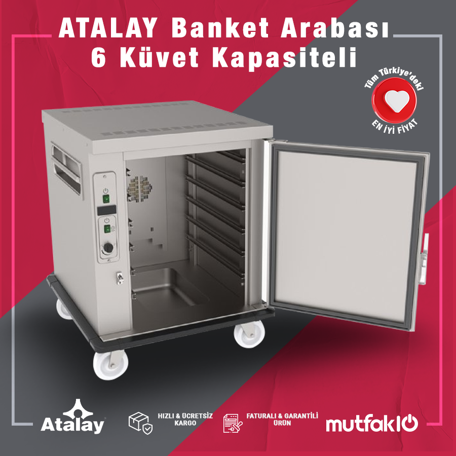 ATALAY ABA-6 2/1 Banket Arabası 6 Küvet Kapasiteli - Görsel 3