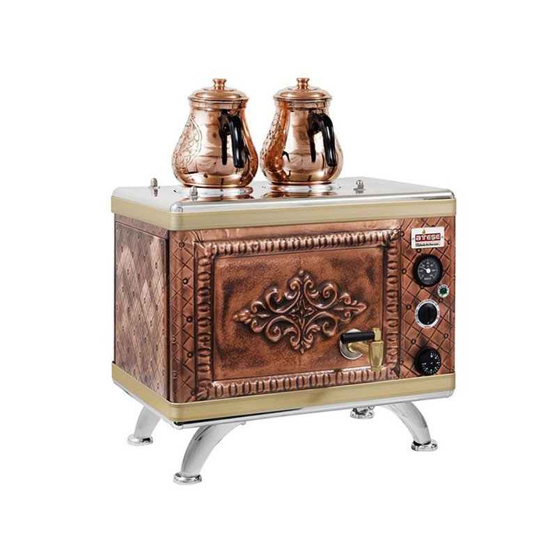 Ateşe Gold Compact Otomatik Gazlı Elektrikli Bakır 2 Demlikli Çay Kazanı, 24 Litre - Görsel 3