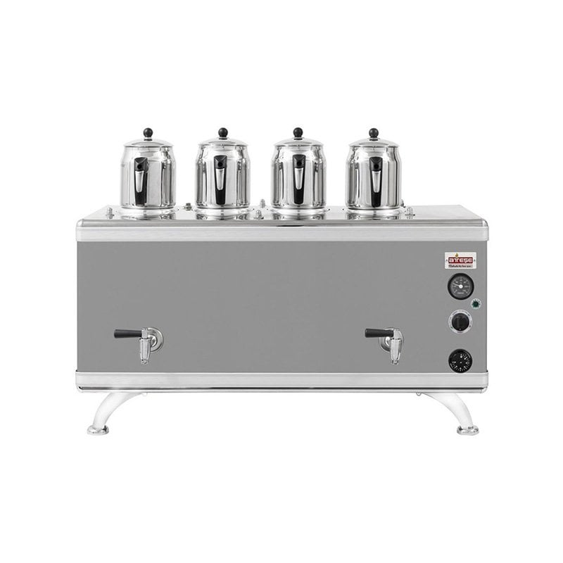 Ateşe Gold Compact Otomatik Gazlı Elektrikli İnox 4 Demlikli Çay Kazanı, 45 Litre