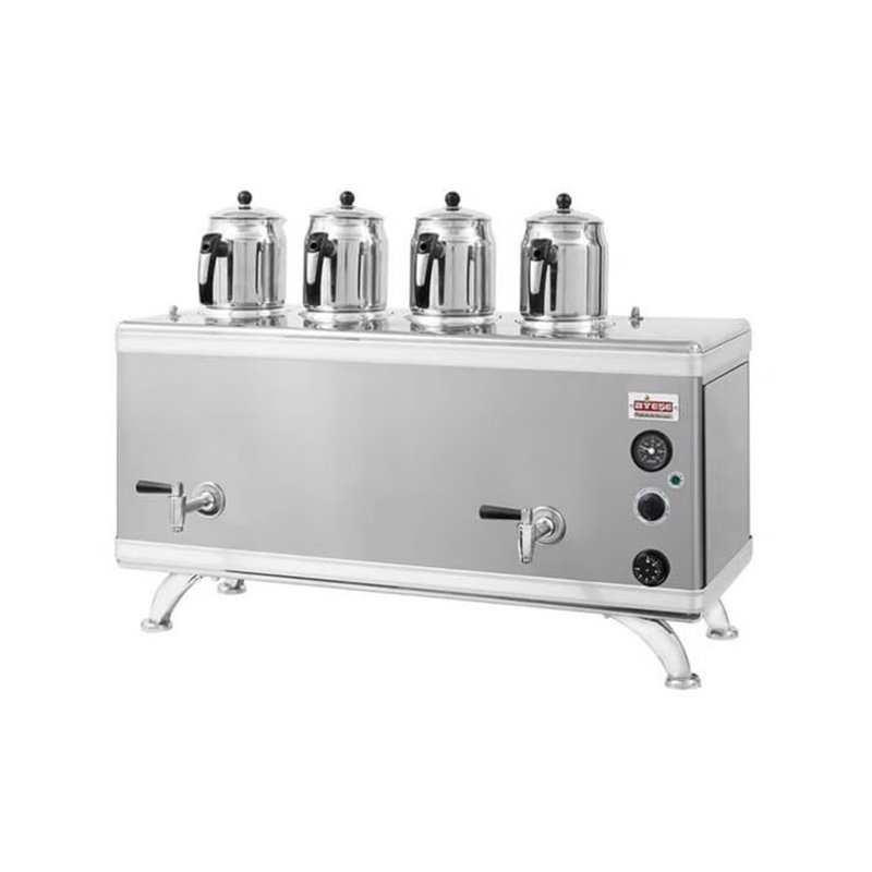 Ateşe Gold Compact Otomatik Gazlı Elektrikli İnox 4 Demlikli Çay Kazanı, 45 Litre - Görsel 2