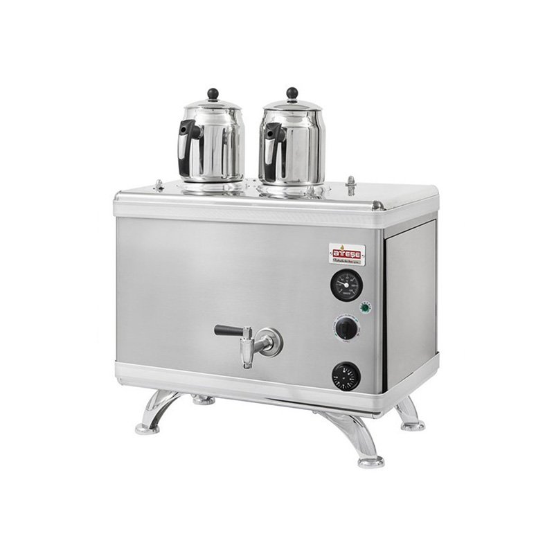 Ateşe Gold Compact Otomatik Gazlı Elektrikli İnox 2 Demlikli Çay Kazanı, 24 Litre - Görsel 2