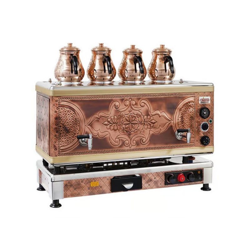 Ateşe Gold Otomatik Gazlı Elektrikli Bakır 4 Demlikli Çay Kazanı, 45 Litre - Görsel 3