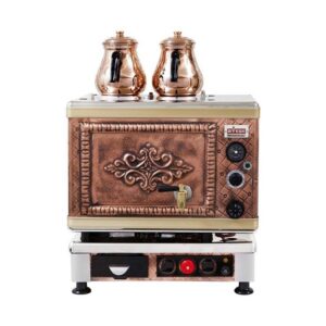 Ateşe Gold Otomatik Gazlı Elektrikli Bakır 2 Demlikli Çay Kazanı, 24 Litre