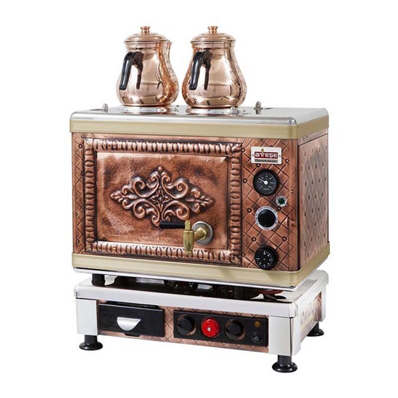 Ateşe Gold Otomatik Gazlı Elektrikli Bakır 2 Demlikli Çay Kazanı, 24 Litre - Görsel 2