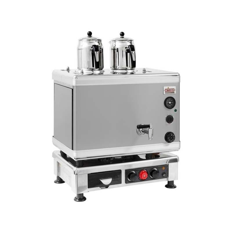 Ateşe Gold Otomatik Gazlı Elektrikli İnox 2 Demlikli Çay Kazanı, 24 Litre - Görsel 2