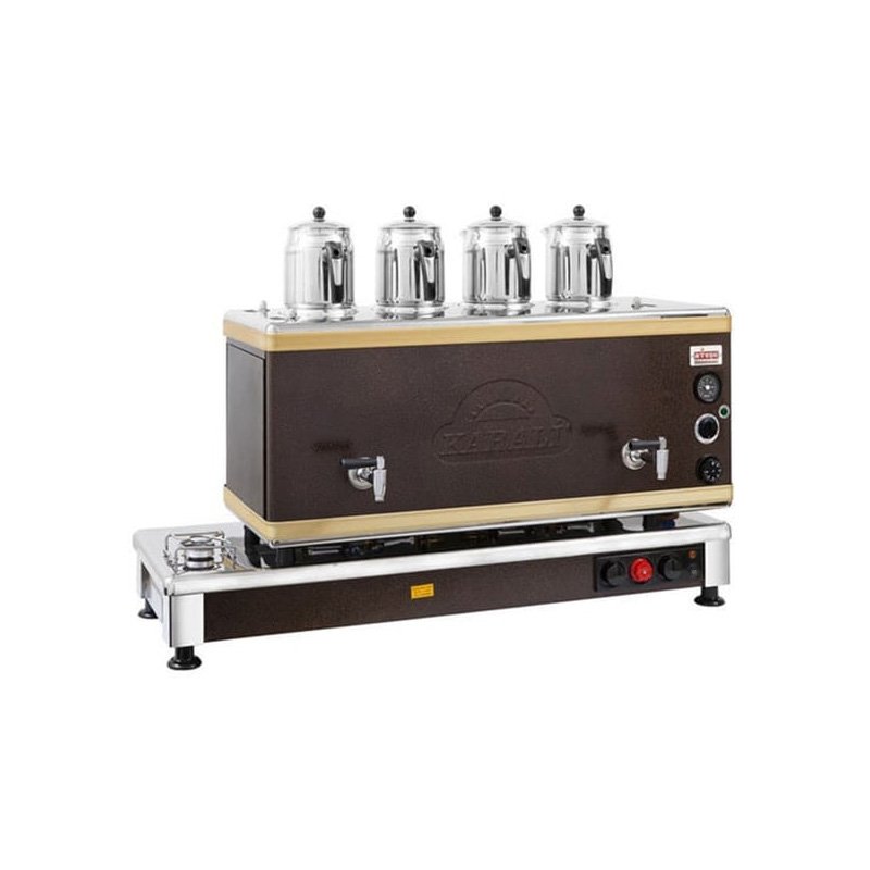 Ateşe Silver Otomatik Gazlı Elektrikli Statik 4 Demlikli Çay Kazanı, 45 Litre - Görsel 3