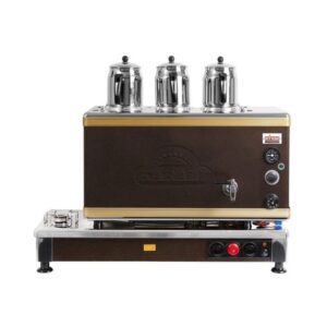 Ateşe Silver Otomatik Gazlı Elektrikli Statik 3 Demlikli Çay Kazanı, 34 Litre