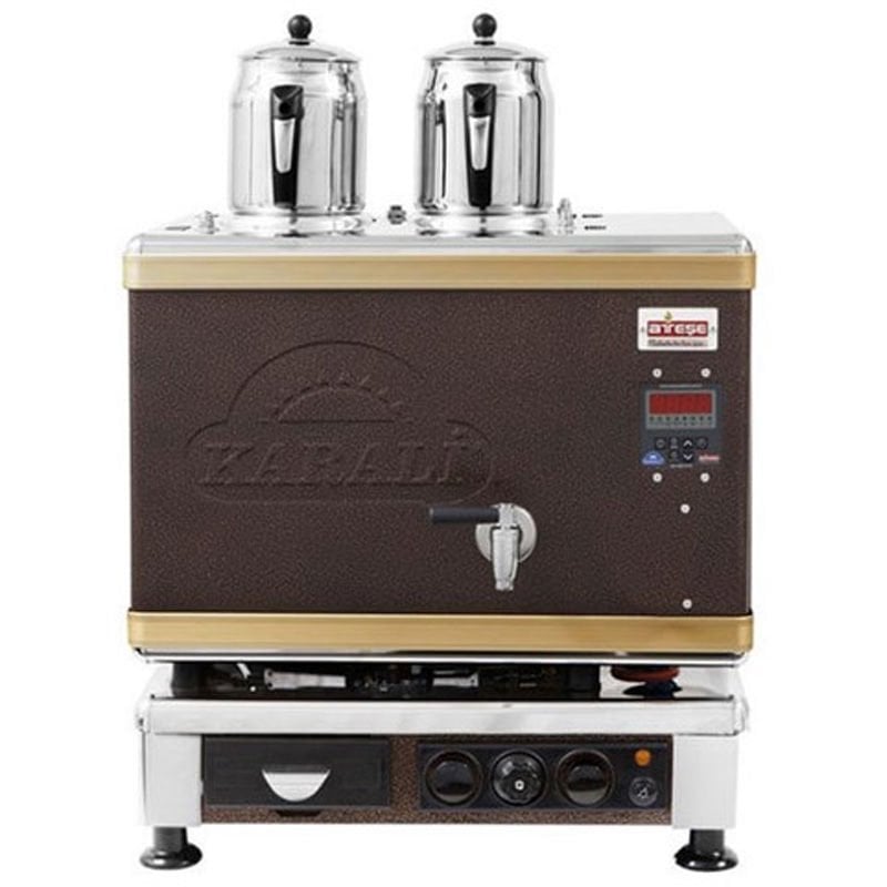 Ateşe Titanium Akıllı Dijital Gazlı Elektrikli Statik 2 Demlikli Çay Kazanı, 24 Litre