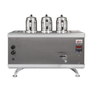 Ateşe Titanium Compact Akıllı Gazlı Elektrikli İnox 3 Demlikli Çay Kazanı, 34 Litre