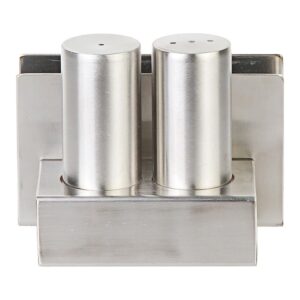 Biradlı Groovy GRV-104-P 3\'lü Peçetelikli Yuvarlak Tuzluk Takımı, Parlak