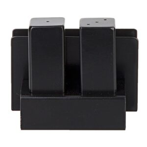 Biradlı Groovy GRV-106-P 3\'lü Peçetelikli Çelik Tuzluk Takımı, Siyah