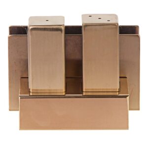 Biradlı Groovy GRV-106-P 3\'lü Peçetelikli Çelik Tuzluk Takımı, Bakır