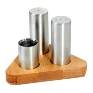 Biradlı Groovy GRV-89 3\'lü Yuvarlak Tuzluk Takımı, Parlak