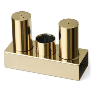 Biradlı GRV-103 Yuvarlak Kalık Tuzluk Takımı, 3\'lü, Altın