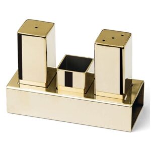 Biradlı GRV-105 Kare Parlak Tuzluk Takımı, 3\'lü, Altın