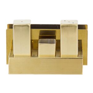 Biradlı GRV-105-P Peçetelikli Kare Çelik Tuzluk Takımı, Altın