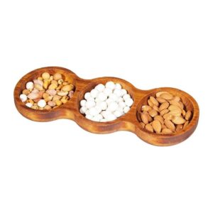 Biradlı GRV-1860 Iroko Ahşap Çerezlik, 3\'lü, 28.5x12 cm