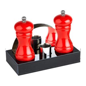 Biradlı GRV-199 Akrilik Menaj Seti, 4\'lü, 18.5x9.5x3 cm, Kırmızı