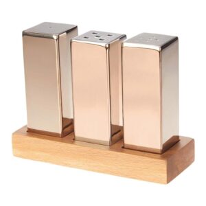 Biradlı GRV-294 Everest Kare Büyük Tuzluk Seti, 3\'lü, Bakır