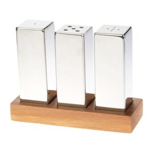 Biradlı GRV-294 Everest Kare Büyük Tuzluk Seti, 3\'lü, Parlak