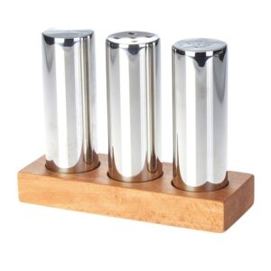 Biradlı GRV-318 Everest Yuvarlak Büyük Tuzluk Seti, 3\'lü, Parlak