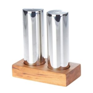 Biradlı GRV-319 Everest Yuvarlak Büyük Tuzluk Seti, 2\'li, Parlak