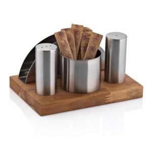 Biradlı GRV-65 Ahşap Standlı Tuzluk Takımı, 4\'lü