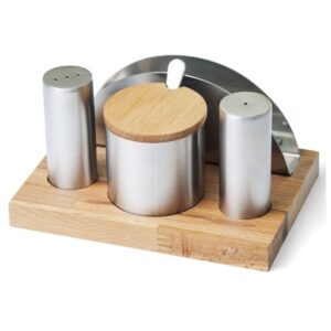 Biradlı GRV-94 Ahşap Standlı Tuzluk Baharatlık Takımı, 4\'lü