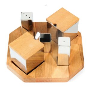 Biradlı GRV-98 Kare Parlak Tuzluk ve Baharatlık Takımı, 5\'li