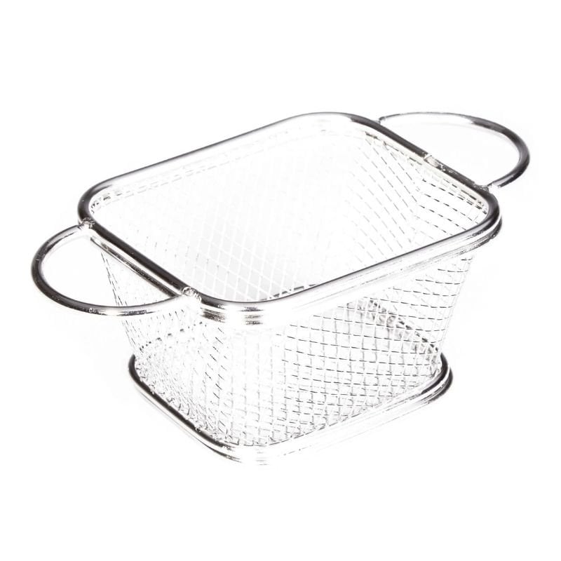 Biradlı ST-05 Çift Kulplu Dikdörtgen Patates Sunum Sepeti, 10x8.5x6.5 cm