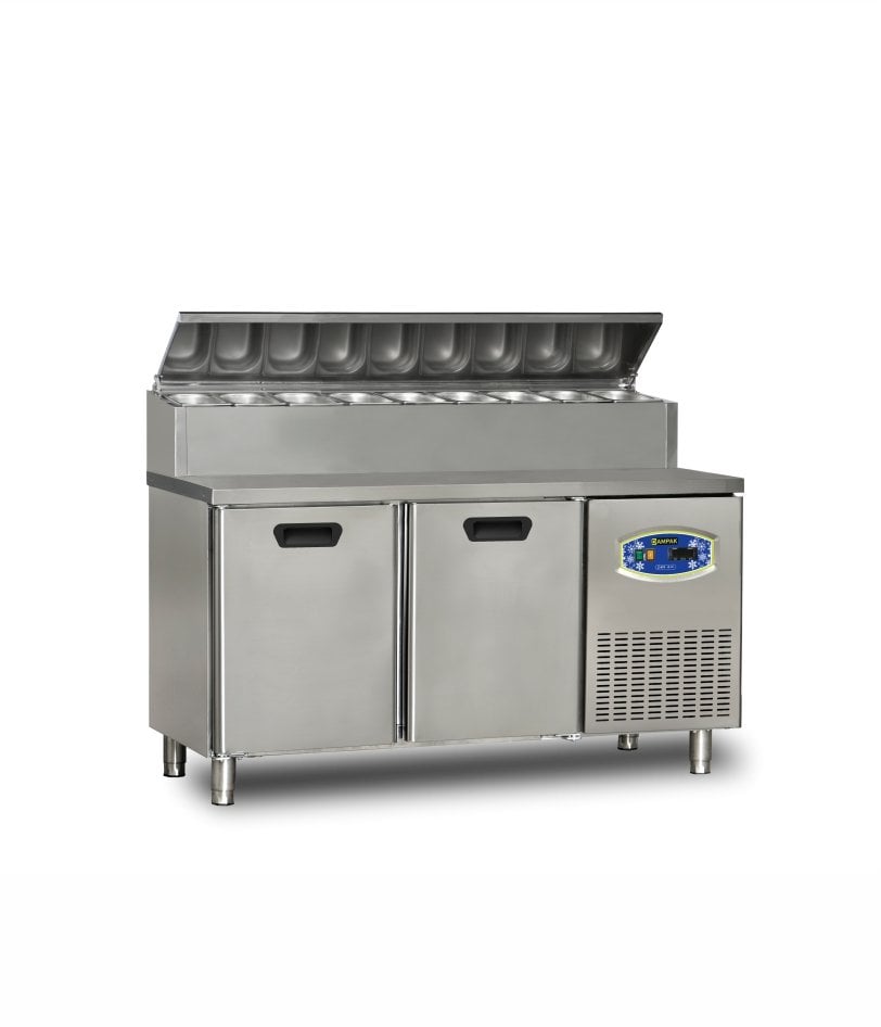 Dampak 2 Kapılı Tezgah Tip Buzdolabı Pizza Hazırlık Tablalı 150x70 Cm 290 L