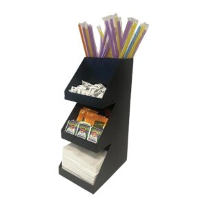 Decorelax 3 Katlı 5 Bölmeli Metal Pipet & Peçetelik & Şekerlik Organizer Siyah