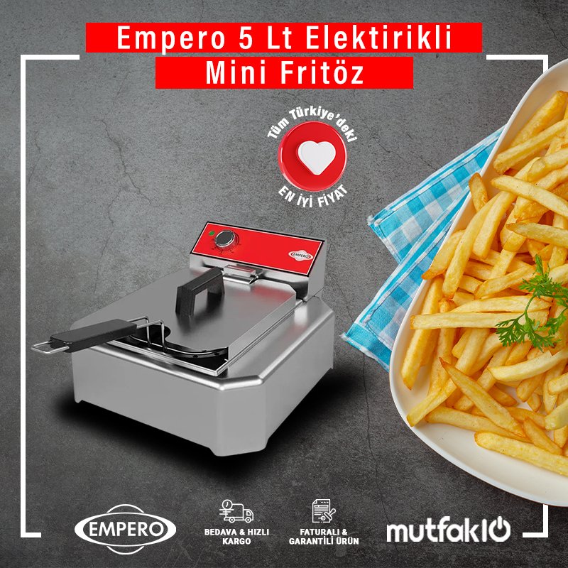 Empero EMP.SFE.01 Mini Fritöz Set Üstü Elektrikli 5 Lt - Görsel 2