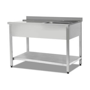 Empero Sağdan Girişli Bulaşık Maki̇nesi̇ Gi̇ri̇ş Tezgahı Tek Evyeli Taban Raflı 120x75x89 Cm