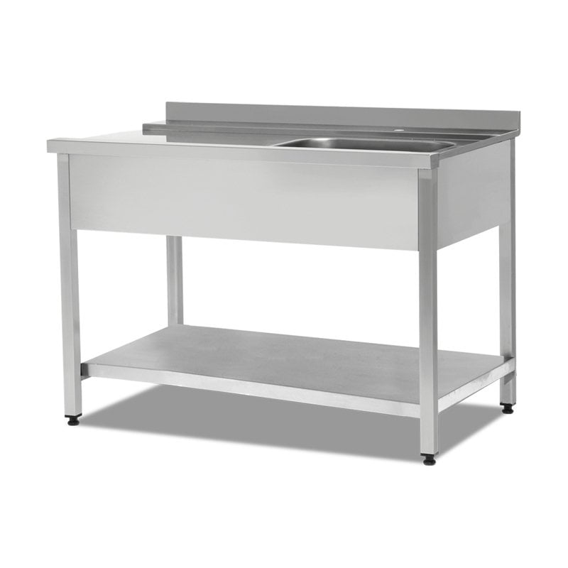 Empero Sağdan Girişli Bulaşık Maki̇nesi̇ Gi̇ri̇ş Tezgahı Tek Evyeli Taban Raflı 120x75x89 Cm