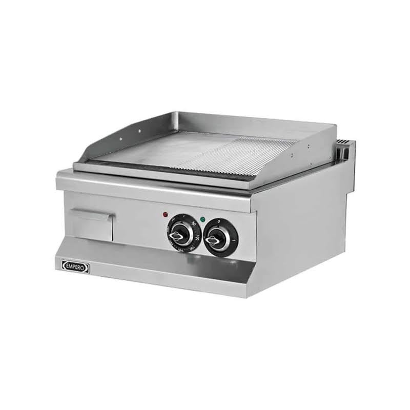 Empero Snack Seri Yarı Oluklu Krom Pleyt Izgara Set Üstü Elektrikli 60x63 Cm