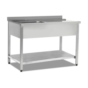 Empero Soldan Girişli Bulaşık Maki̇nesi̇ Gi̇ri̇ş Tezgahı Tek Evyeli Taban Raflı 60x75x89 Cm