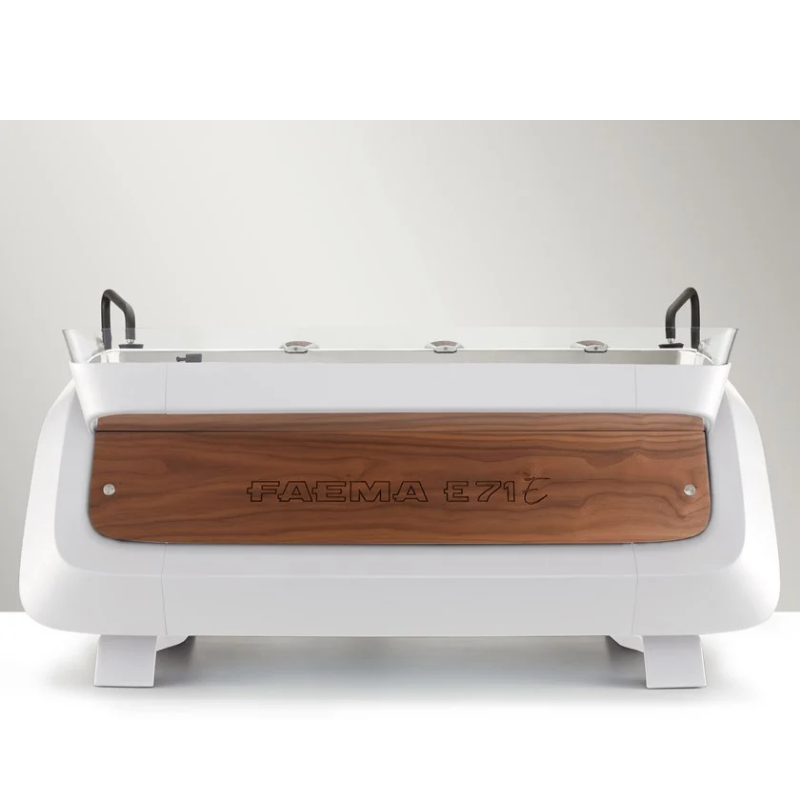 Faema E71E Full Otomatik 2 Gruplu Espresso Kahve Makinesi Beyaz-Ahşap-Gold - Görsel 2