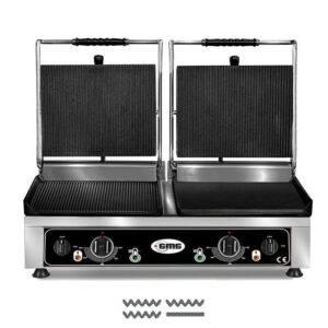 GMG KG 2735 DEG Tost Makinesi Çift Kapaklı, Alt Yarı Oluklu Yarı Düz, Üst Oluklu 2 x 36 x 27 cm