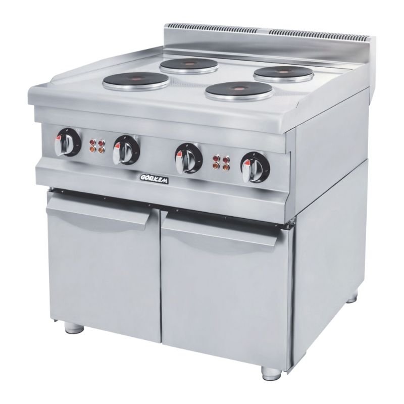 Görkem 600 Seri 4 Yuvarlak Pleytli Ocak Dolaplı Elektrikli 60x61 Cm