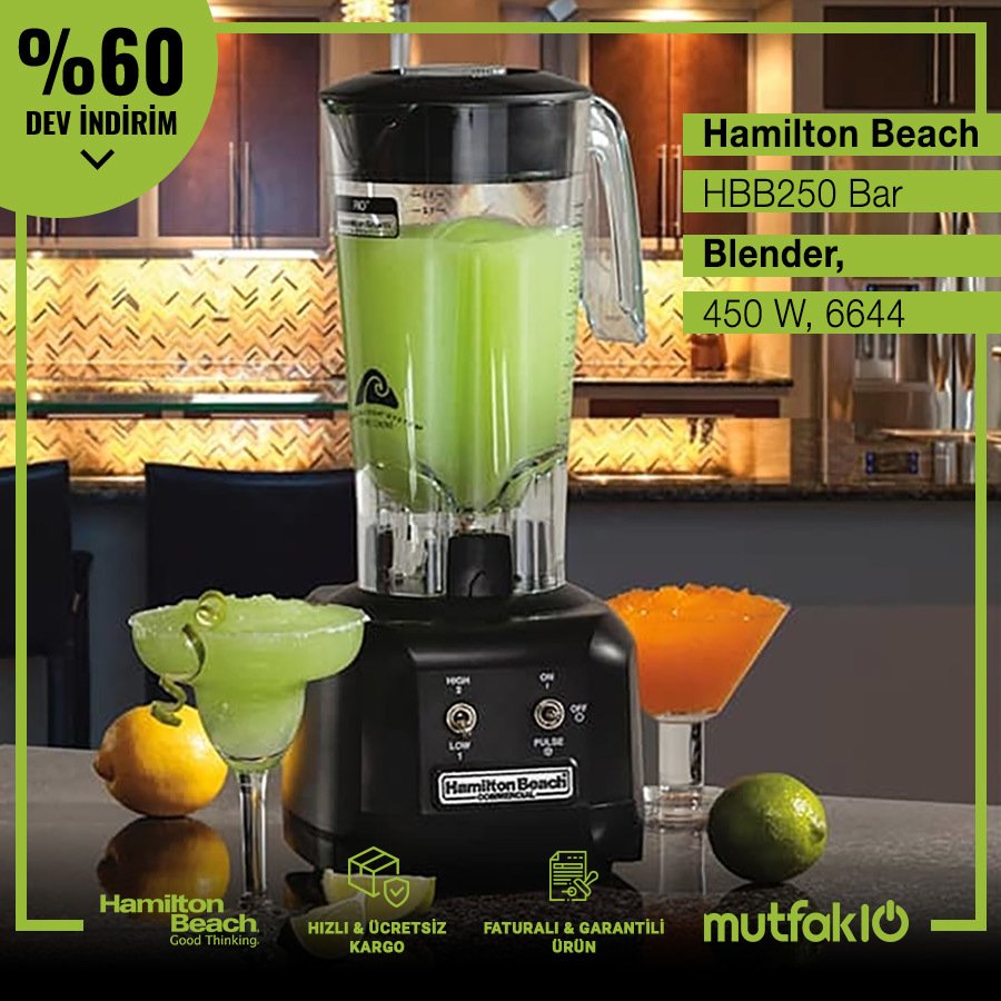 Hamilton Beach HBB250 Bar Blender, 450 W, 6644 - Görsel 2