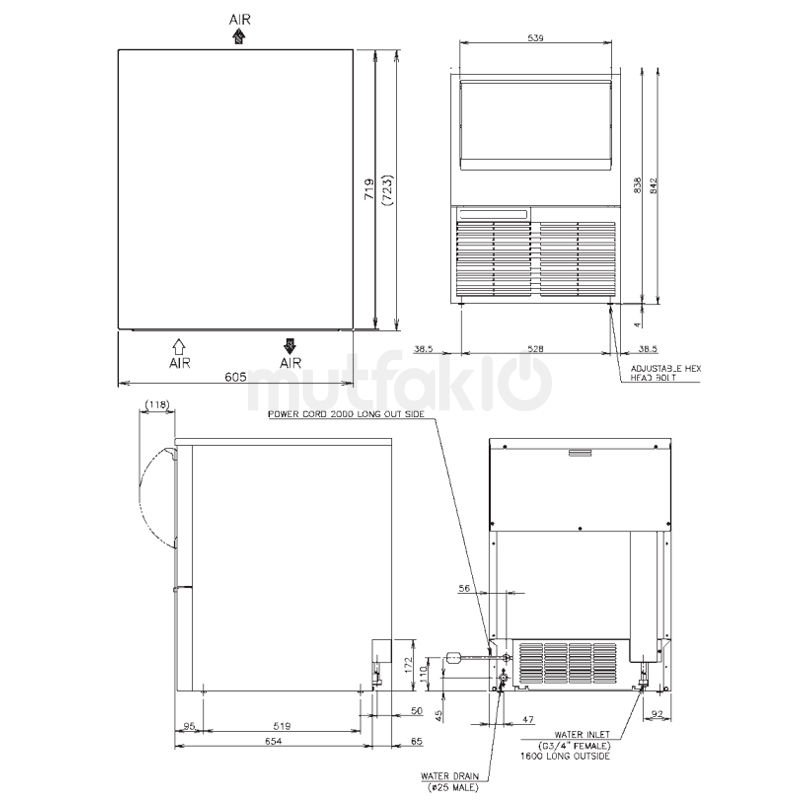 Hoshizaki 80 Kg Hilal Buz Makinası, Kendinden Hazneli KM-80B - Görsel 2
