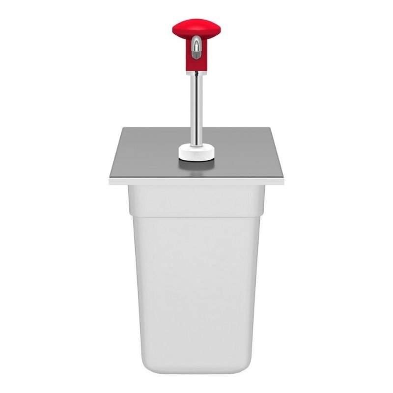 Kalando KD-002 Basmalı Sos Pompası Paslanmaz GN 1/4 5.25 L Kırmızı - Görsel 2
