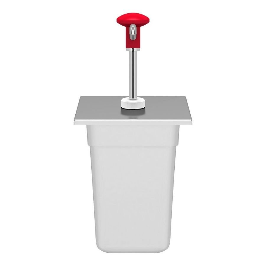 Kalando KD-002 Basmalı Sos Pompası Paslanmaz GN 1/6 3 L Kırmızı - Görsel 2