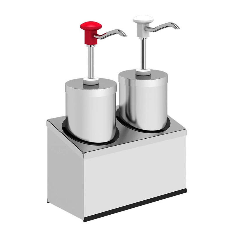 Kalando KD-004 Basmalı Sos Pompası Silindir Hazneli İkili Stant Paslanmaz 2x2.25 L