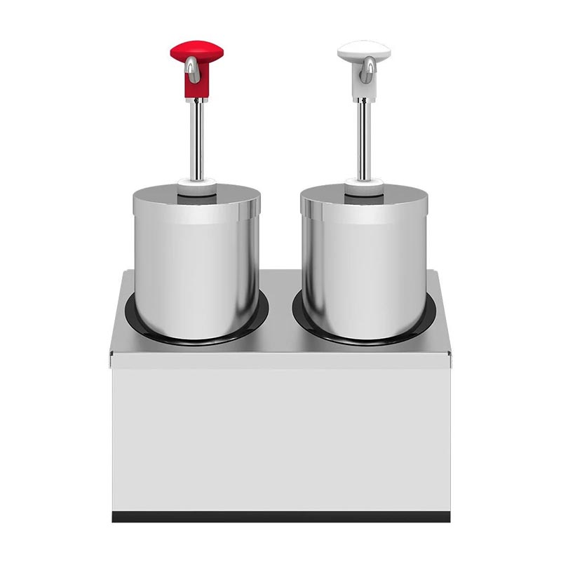 Kalando KD-004 Basmalı Sos Pompası Silindir Hazneli İkili Stant Paslanmaz 2x2.25 L - Görsel 2