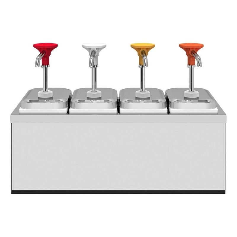 Kalando KDS-003 Basmalı Sos Pompası Dörtlü Stant Paslanmaz 4x1.9 L - Görsel 2