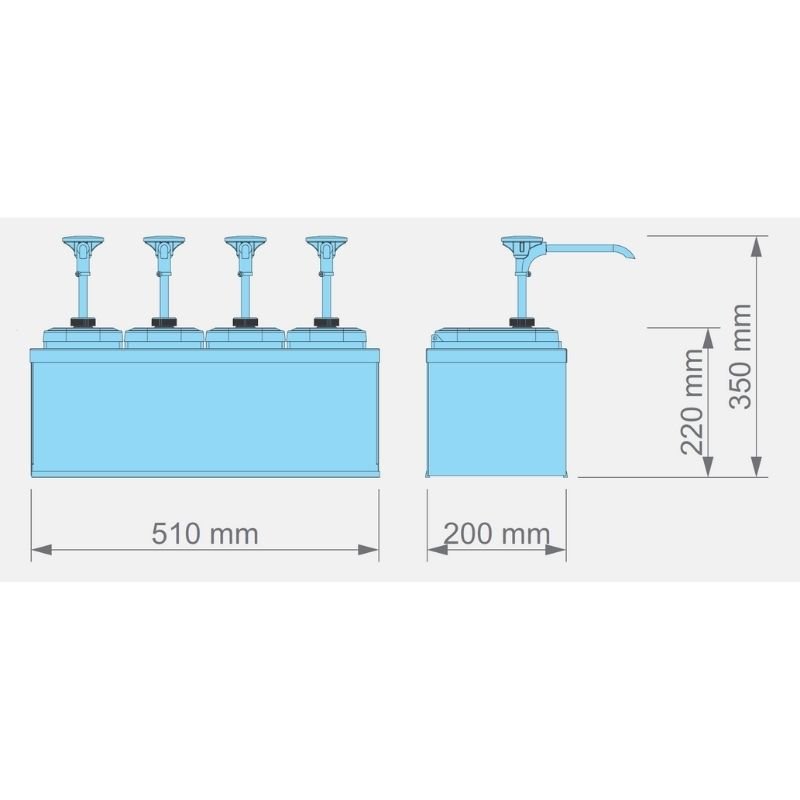 Kalando KDS-003 Basmalı Sos Pompası Dörtlü Stant Paslanmaz 4x1.9 L - Görsel 3