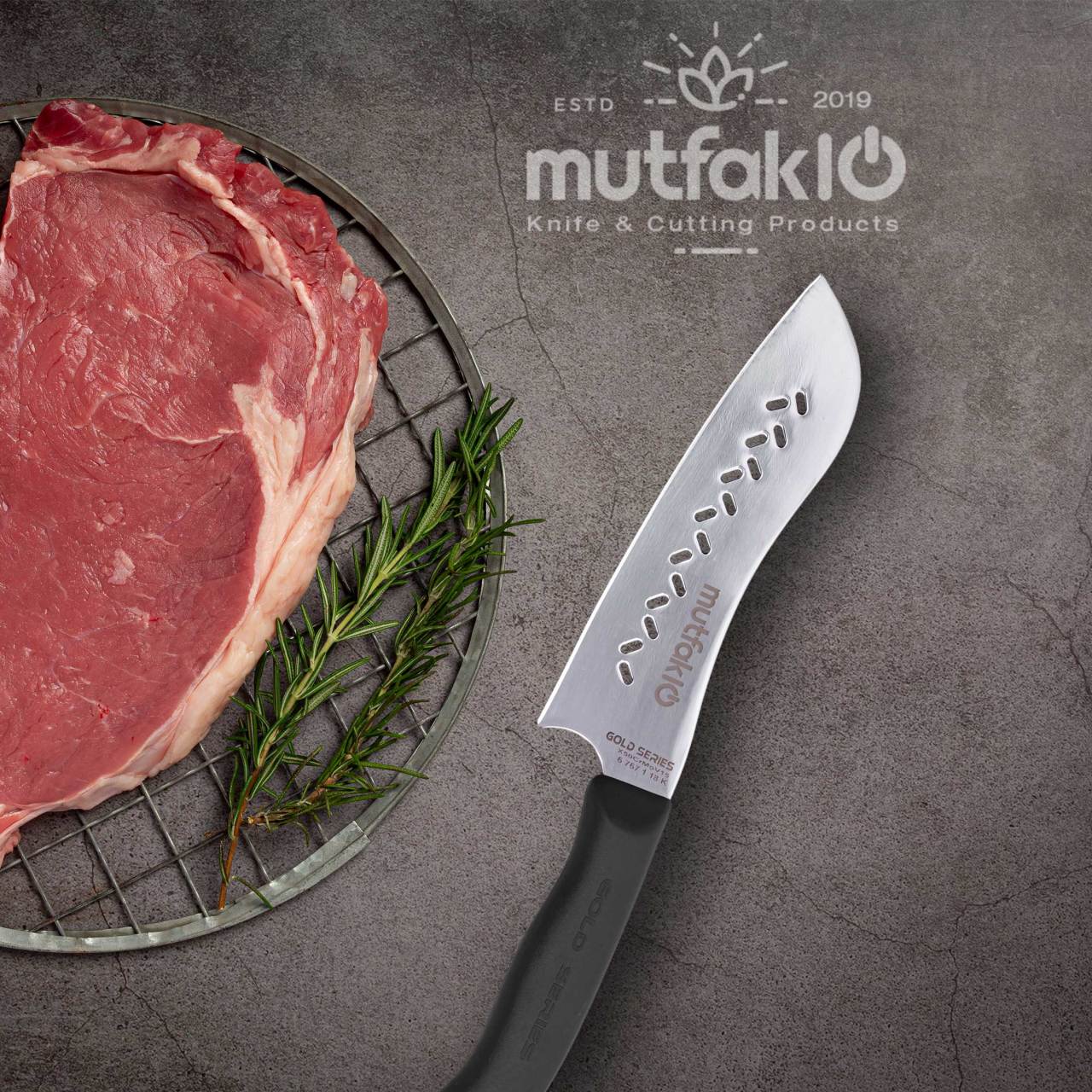 Mutfak10 Gold Eğri Kanallı Santoku Bıçağı 19 Cm - Görsel 3