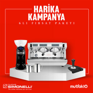 Nuova Simonelli Appia Life II Yüksek Kaşıklı Tam Otomatik  Beyaz+ Altılı Fırsat Paketi